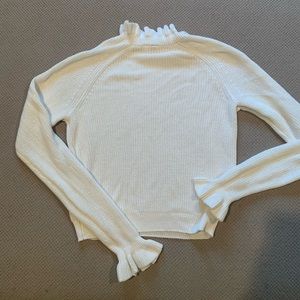 H&M ruffle neck and cuff sweater. Cream colored, size S